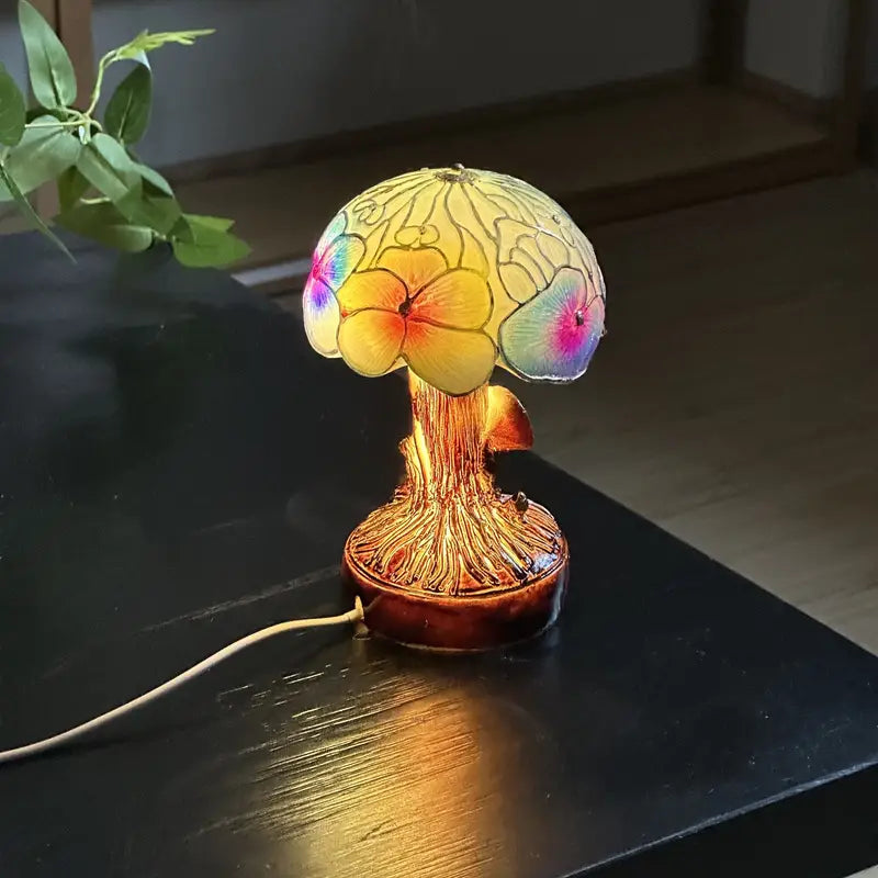 Boho Chic Mushroom & Flowers Lamp